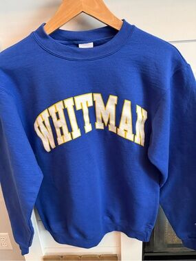 Whitman Champion Royal Blue Crewneck S Sweatshirt Yellow-Outlined Wht Lettering
